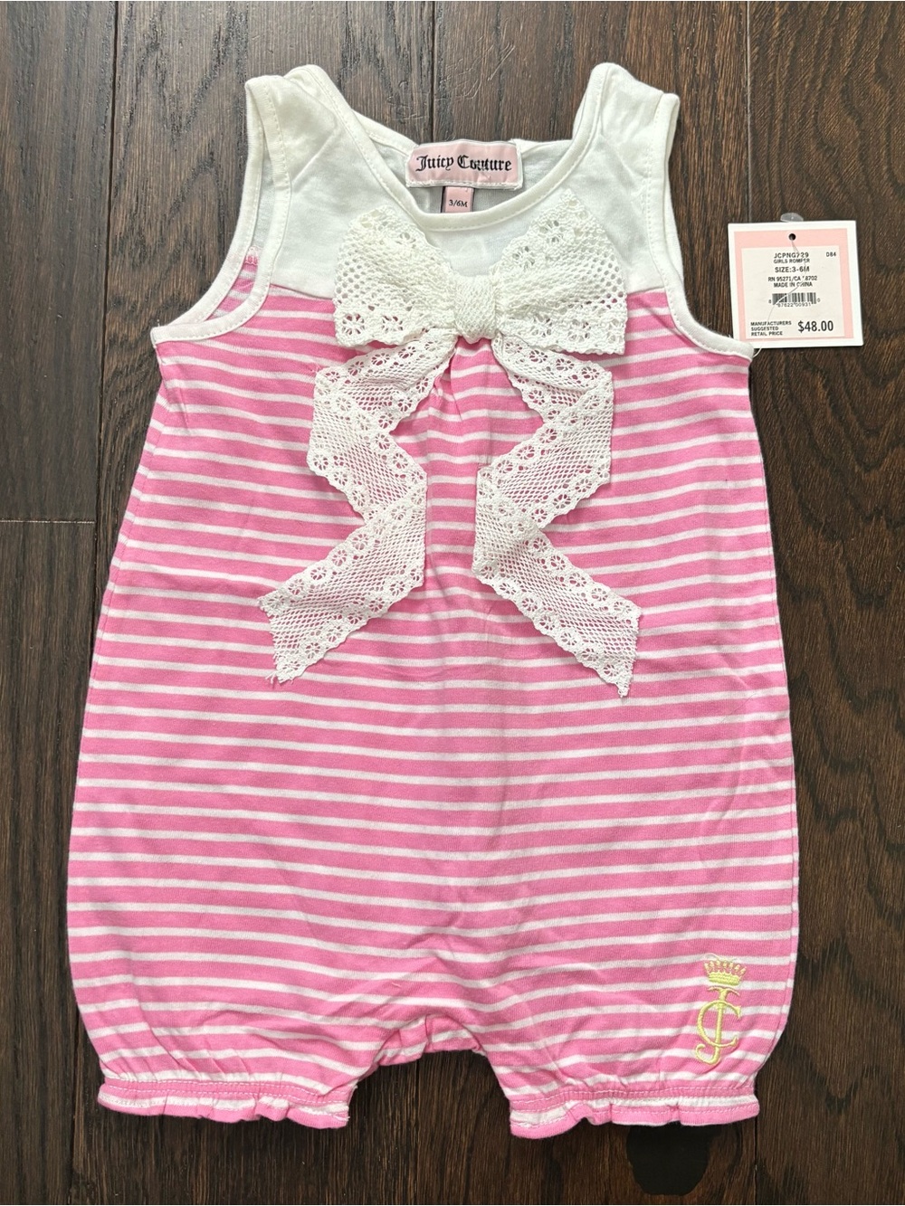 Juicy Couture baby girl pink romper onesie NWT 3-6 months